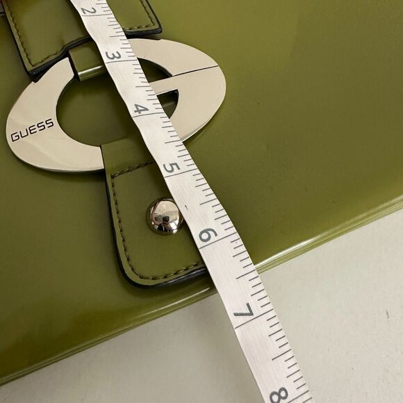 Guess Vintage Y2K Green Patent Leather Shoulder Bag G Logo Buckle Purse 2000s - Picture 14 of 15